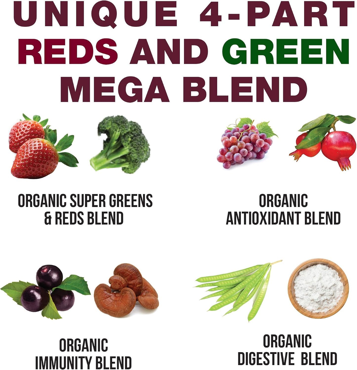 Kids Greens and Reds Superfood Powder - Best Tasting Organic Vegan Super Food Juice with 25+ Fruits and Vegetables - Gluten Free Real Food Vitamins - Green and Red Superfoods Supplement for Children