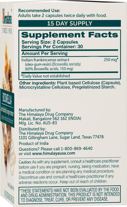 Himalaya Boswellia Extract Supplement for Joint Health, 250 mg,120 Capsules