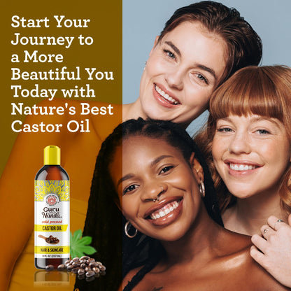 GuruNanda Castor Oil USDA Certified Organic, Pure & Natural, 8 fl oz