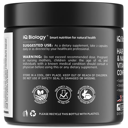 Biotin 10,000 mcg Supplement - Hair Growth Support for Women & Men - 60 pcs | Hair Skin and Nail Vitamins with Keratin, Collagen, Hyaluronic Acid & Vitamin B Complex - 30,000 mcg Hair Vitamins Complex