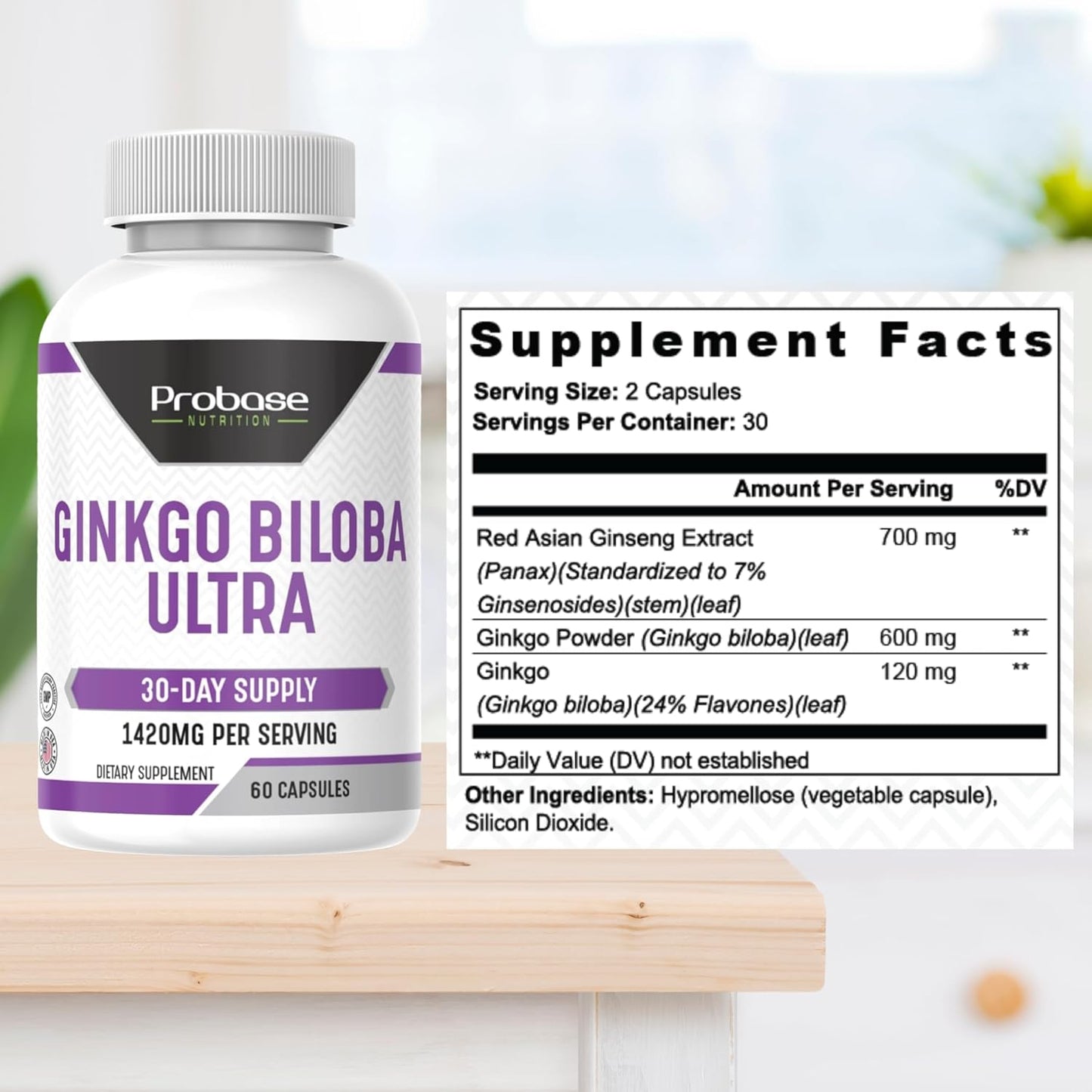 Probase Nutrition Ginkgo Biloba Ultra 60 Capsules 30-Day Supply