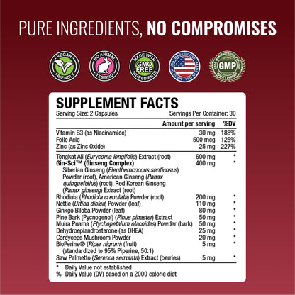 Approved Science® Male Enhancement - Boost Performance and Increase Drive - 180 Vegan Friendly Capsules (1 Bottle)