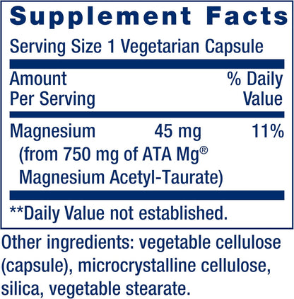 Life Extension Calm-Mag, Magnesium Acetyl taurinate, Daily Stress Management Formula, Supports Calmness and Relaxation, Gluten-Free, Non-GMO, Vegetarian, 30 Capsules