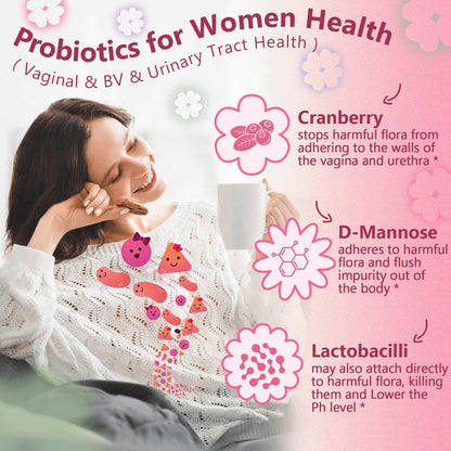 Probiotics for Women Digestive Health, Vaginal Probiotics with D-Mannose & Cranberry