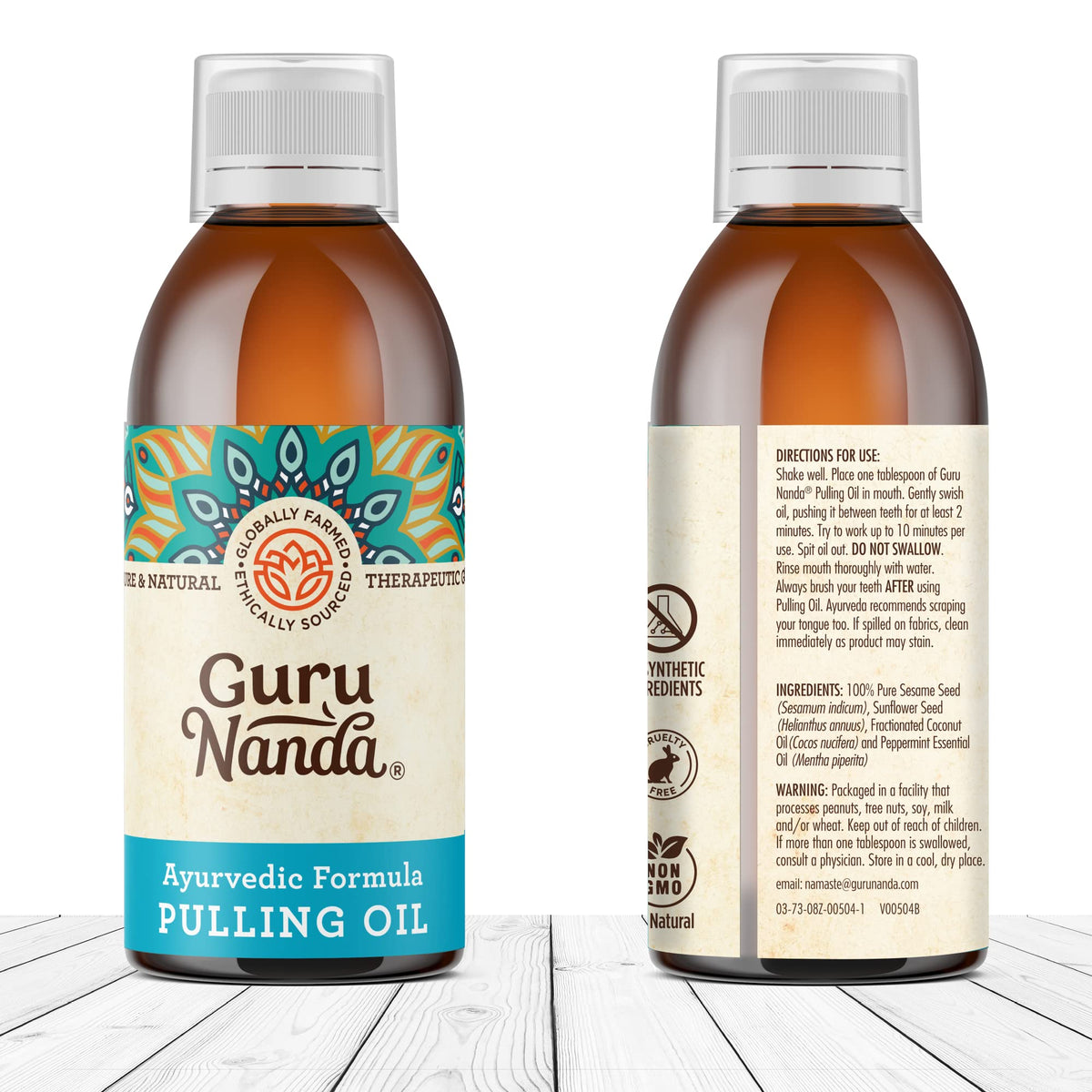 GuruNanda Original Oil Pulling with Tongue Scraper, Alcohol & Fluoriode Free Mouthwash