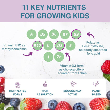 Igennus Methylated Kids Multivitamin Gummies, Age 4+, 90 Gummies | Clean Label & Third Party Tested, No Artificial Sweeteners or Flavors, Sugar Free, Natural Berry Flavor, Non-GMO, Halal