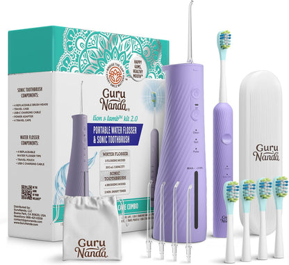 GuruNanda Electric Toothbrush & Water Flosser, 4 Toothbrush Heads, 4 Tips