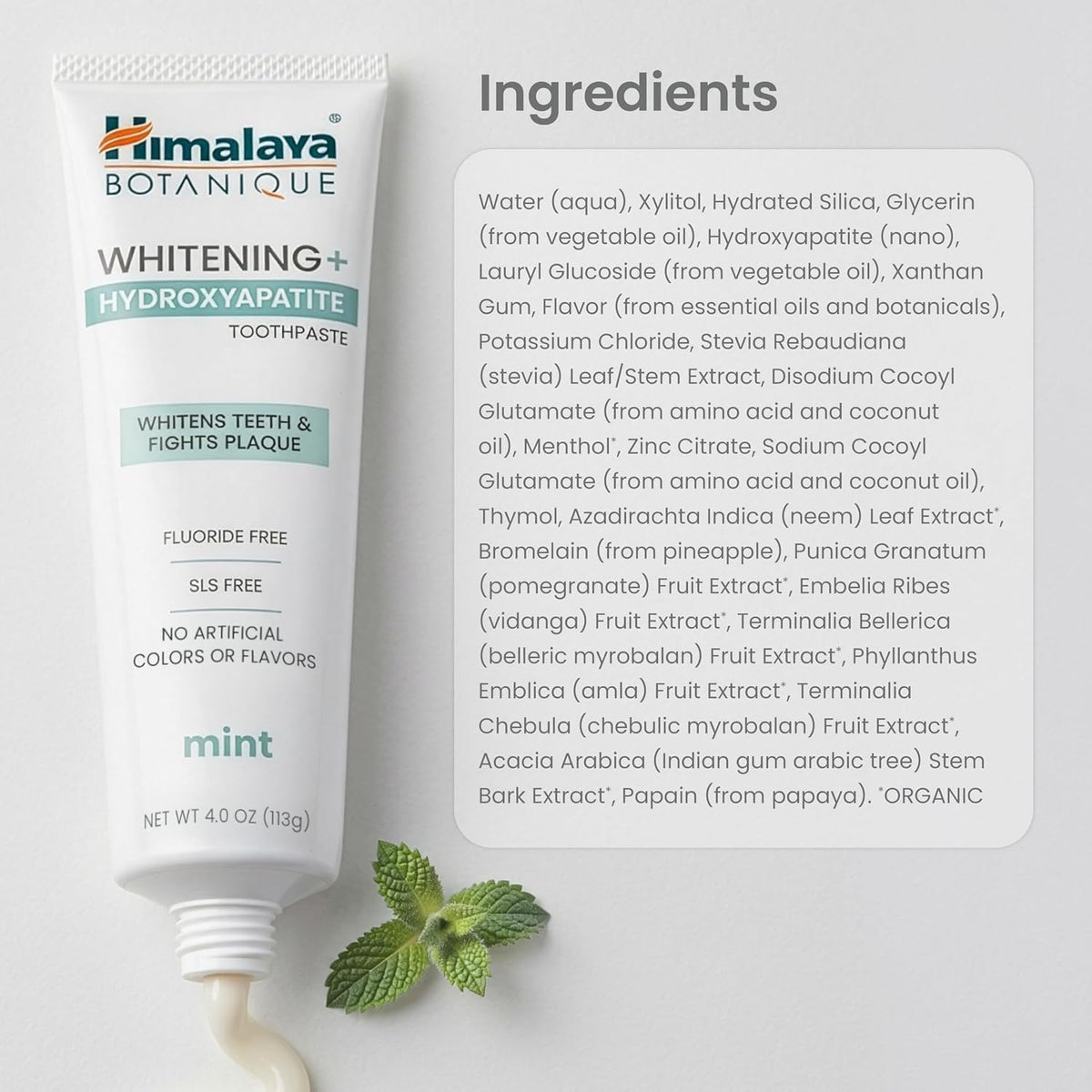 Himalaya Botanique Whitening+ Nano Hydroxyapatite Toothpaste, Mint, 4 oz