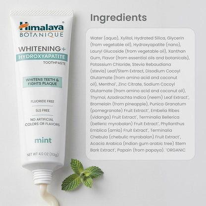 Himalaya Botanique Whitening+ Nano Hydroxyapatite Toothpaste, Mint, 4 oz