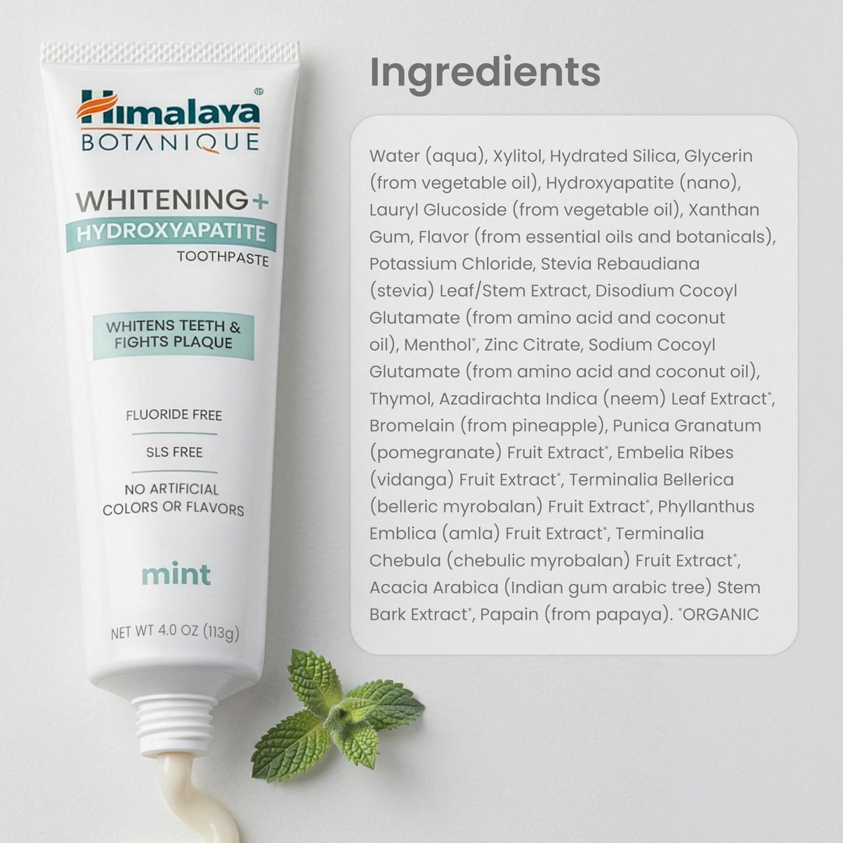 Himalaya Botanique Whitening+ Nano Hydroxyapatite Toothpaste, Mint, 4 oz