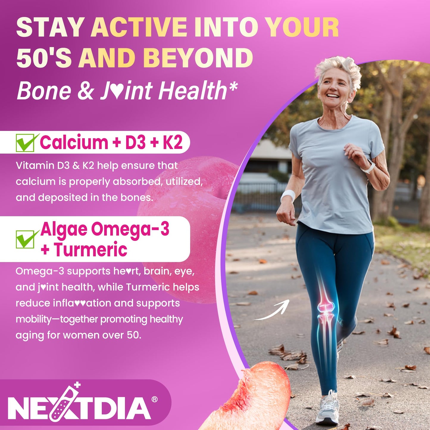 Multivitamin for Women 50 Plus Gummies, Vegan Omega 3, Methylfolate, Calcium, D3 K2, Probiotics CoQ10, Daily Vitamin A C E Methylated B12 Biotin B Complex Zinc -Bone Energy Longevity -Sugar Free 60Cts