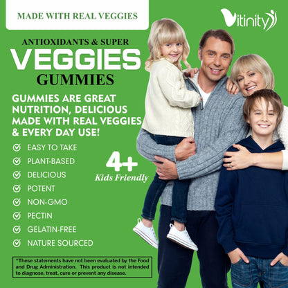 VITINITY Made with Real Super Veggies Delicious Gummy Supplement,Men,Women & Kids