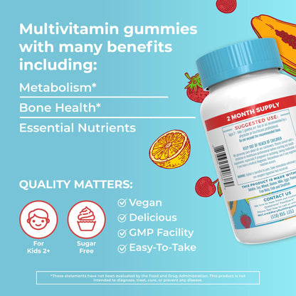 Kids Vitamins by MaryRuth's | Sugar Free | 2 Month Supply | Kids Multivitamin Gummies