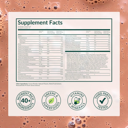 BEAM Kids Multivitamin Powder – Kids Vitamins with Greens, Probiotic & Prebiotic, Immune Support for Children & Toddlers, No Artificial Sweeteners, for Picky Eaters, 20 Servings, Chocolate Flavor