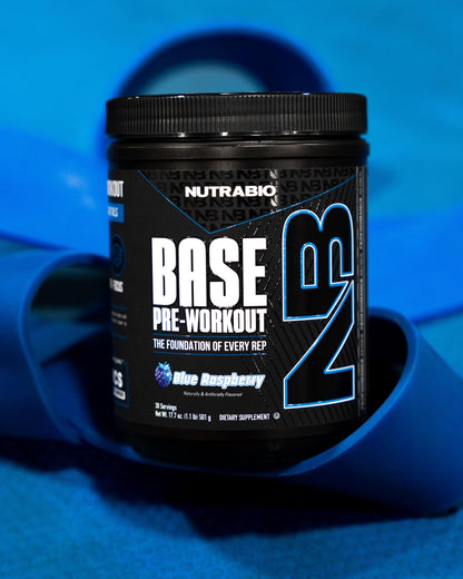 NutraBio Base Pre-Workout Powder 200mg Caffeine, Sustained Energy, Focus, Endurance, Pump, Sugar Free, Clean Preworkout for Men and Women - Beta Alanine, L-Tyrosine, 30 Servings - Lemon Lime