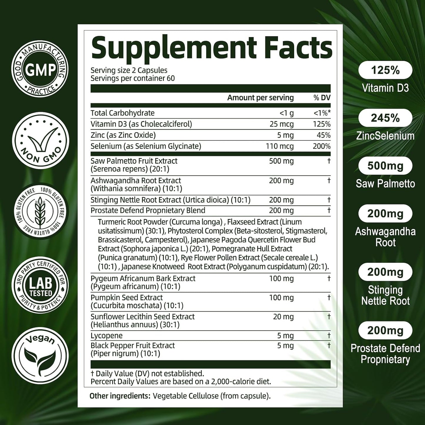 Totaria Organic Saw Palmetto with Pumpkin Seed - Prostate Health Supplements with Ashwagandha Root, Stinging Nettle, Prostate Defend Propnietary Blend, DHT Blocker for Men & Women, 120 Count