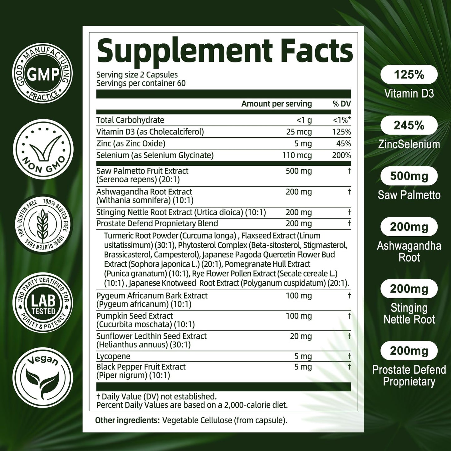 Totaria Organic Saw Palmetto with Pumpkin Seed - Prostate Health Supplements with Ashwagandha Root, Stinging Nettle, Prostate Defend Propnietary Blend, DHT Blocker for Men & Women, 120 Count