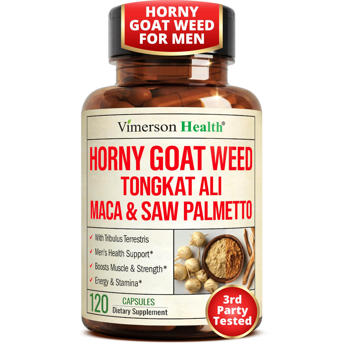 Horny Goat Weed for Men 1000mg – Hornygoatweed with Maca Root – 60 Capsules