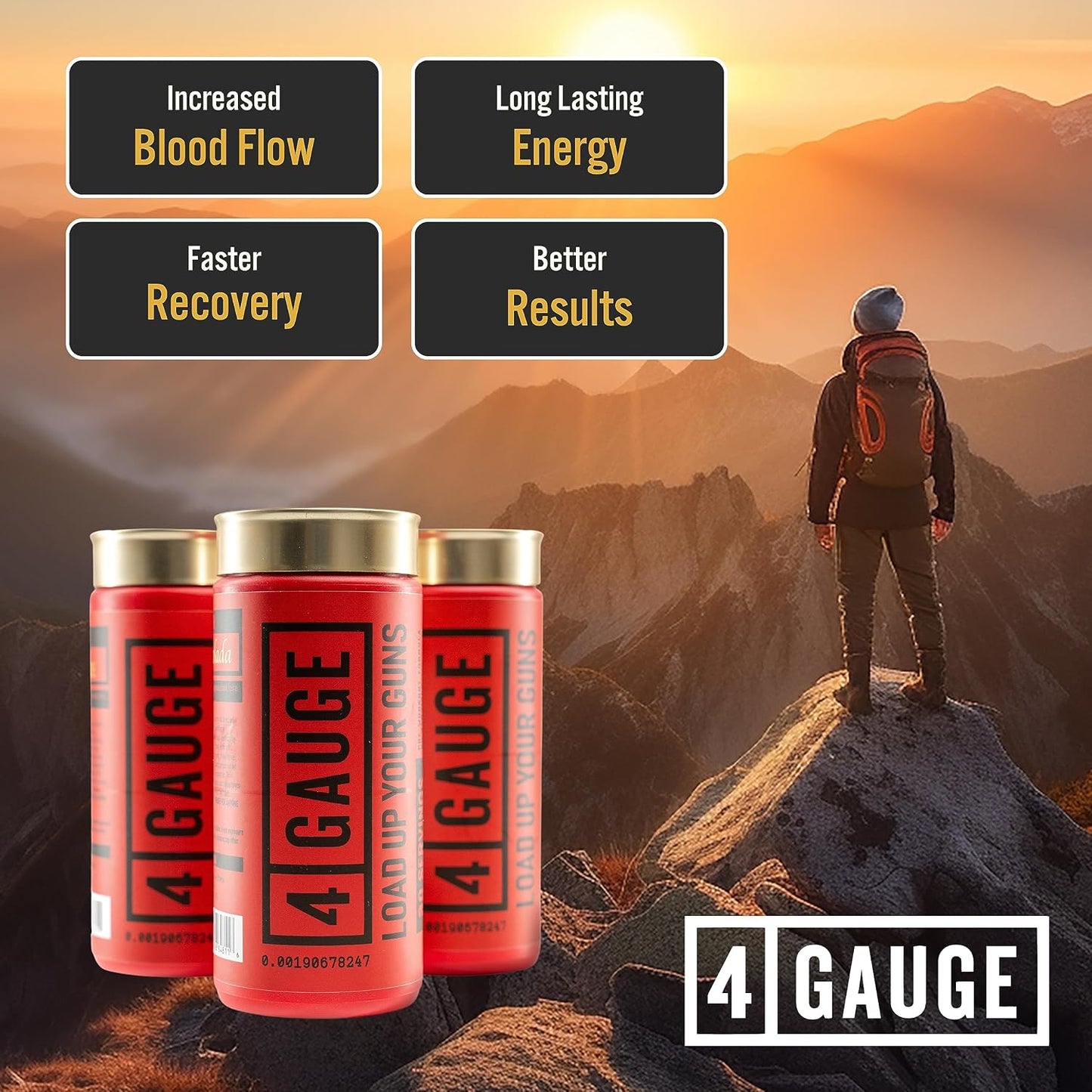4 Gauge Explosive Preworkout Without The Jitters | 30 Servings | Nitric Oxide Booster | L-Citrullline, L-Carnitine, Creatine | No Artificial Ingredients (Fruit Blast)