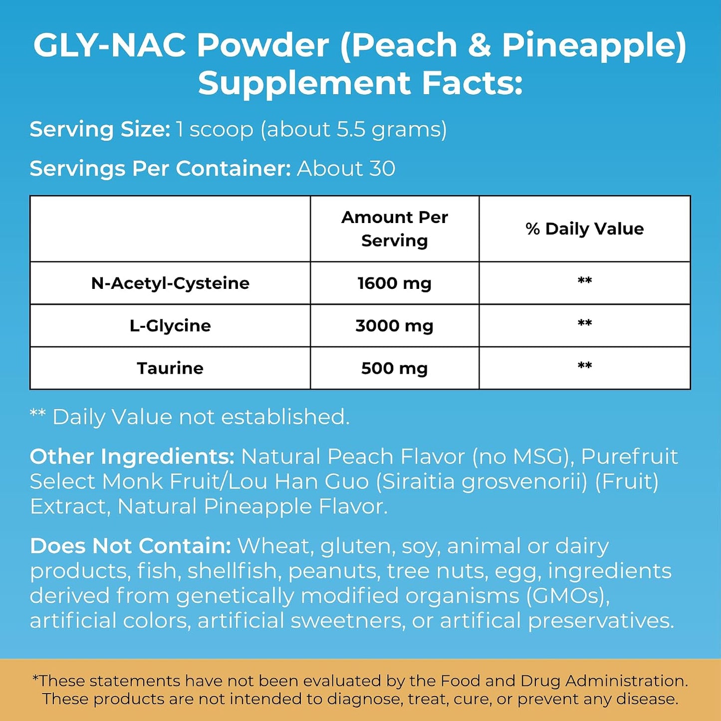 MYOXCIENCE NAC Glycine Supreme | N-Acetyl-L-Cysteine, Glycine, and Taurine Combination (Natural Peach and Pineapple Flavor) (30 Servings)