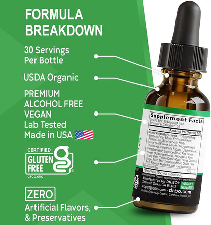 Lymphatic Drainage Supplements Drops - Organic Lymphatic Support Liquid Drops Cleanse with Echinacea, Lymph System Support Supplement, Lymph Node Detox Cleanse System Drainage - 1oz Non-GMO Organics