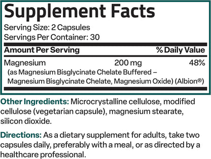 Bronson Magnesium Glycinate 200 MG Chelated High Absorption, 60 Capsules | Stress Relief, Sleep, Heart Health, Nerves, Muscles, and Metabolism Support, Vegetarian, Non-GMO, Gluten Free, Soy Free