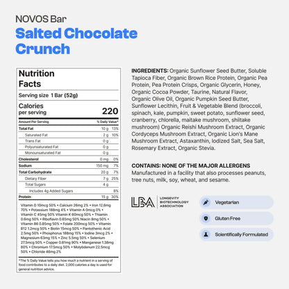 Novos Longevity Protein Bar | 15g Protein, 20 Superfoods, 5 Longevity Ingredients for Men & Women | Supports Skin, Mind & Mood | Mixed Berry Crunch (12-Pack)