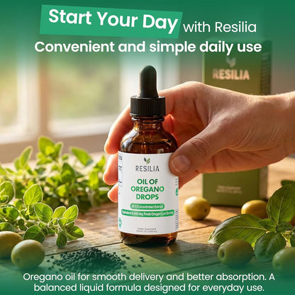 Resilia Premium Oregano Oil Drops – High Potency 34mg Per Serving – Herbal Antioxidant Formula for Immune Support – Non-GMO, Easy-to-Use Liquid Supplement, 60ml