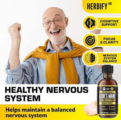 HERBIFY Bundle - Lions Mane & Cayenne Pepper Drops - Supplement for Memory, Focus & Clarity & Immune Support, Detox and Digestion Support