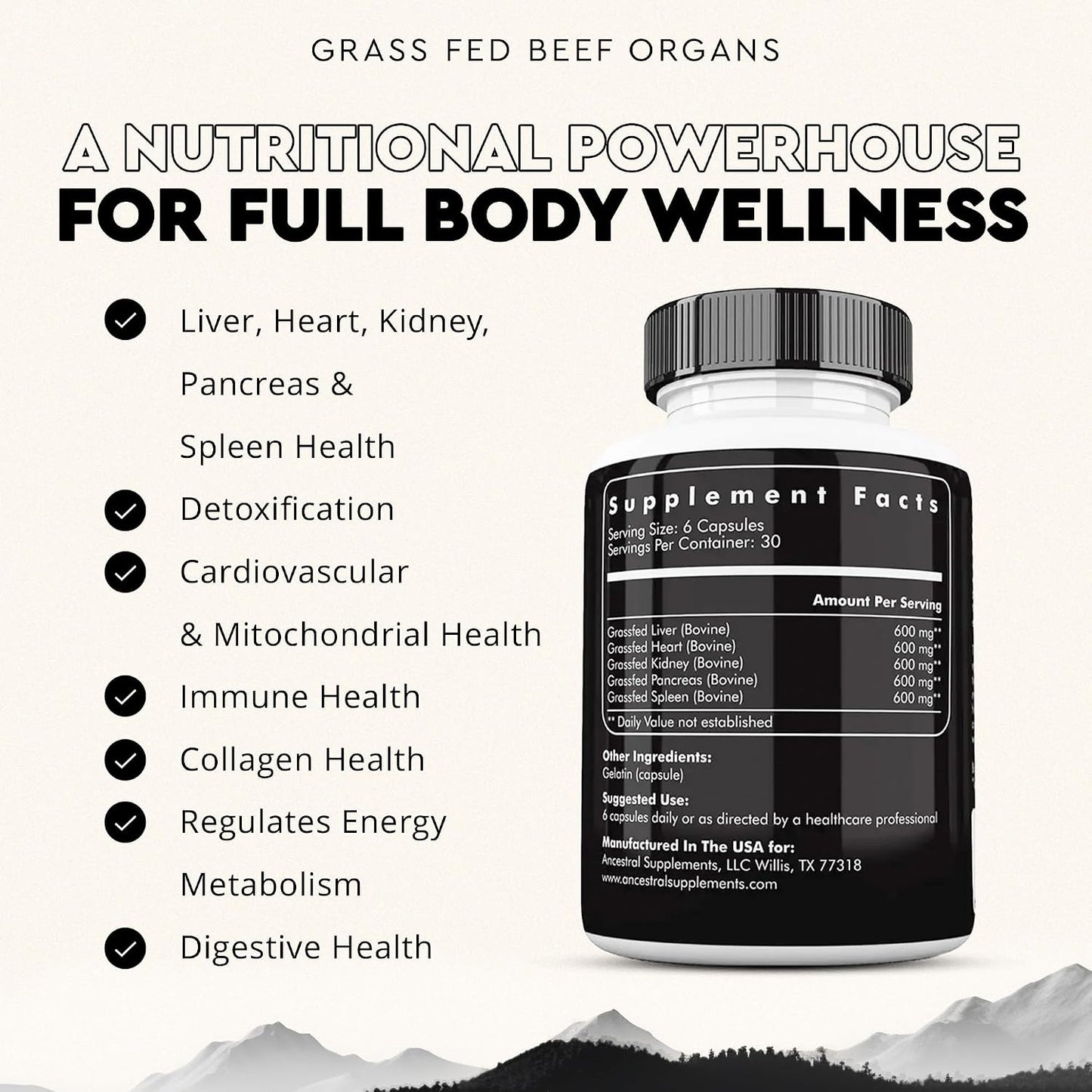 Ancestral Supplements Beef Organs & Colostrum Bundle – Supports Immunity, Energy, Digestion & Recovery – Grass Fed, Pasture Raised Multivitamin with Liver, Heart, Kidney, Pancreas, Spleen & Bioactive