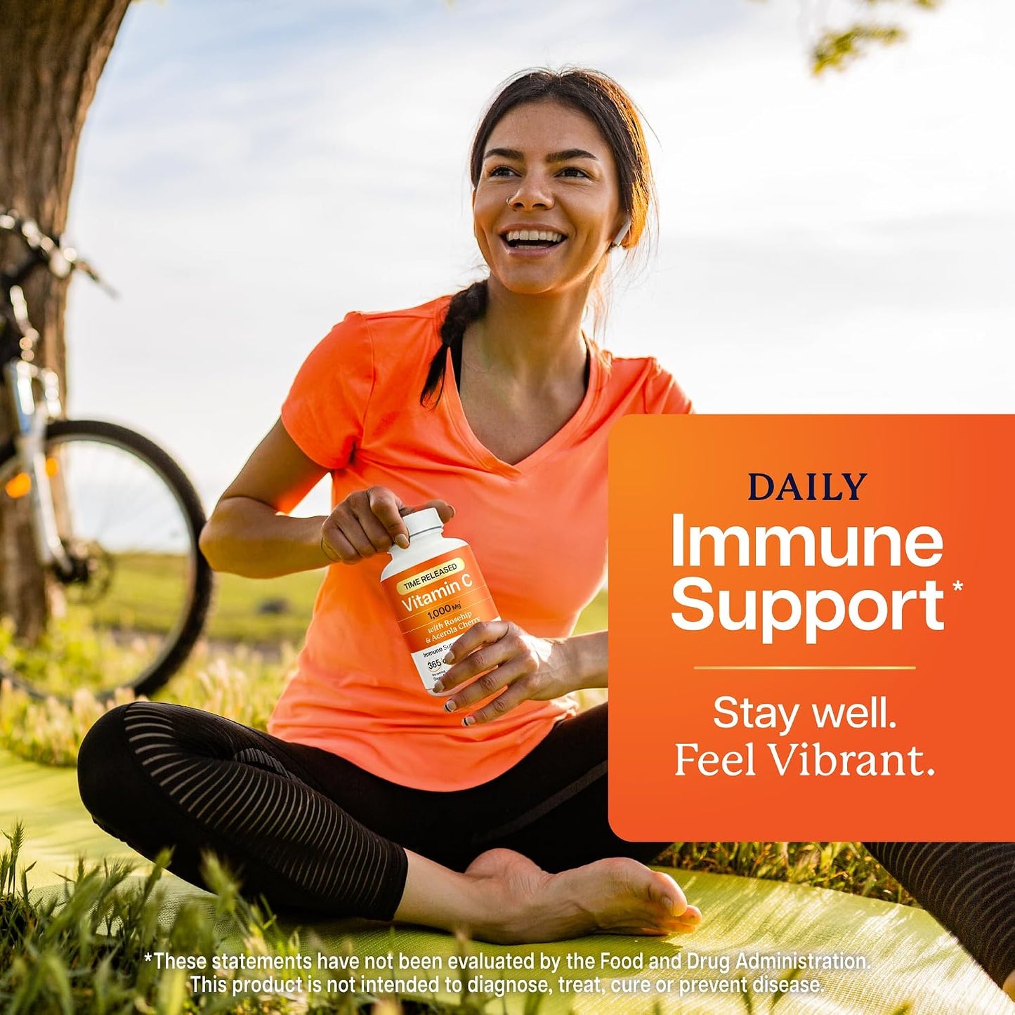 Vitamin C 1000mg, Immune Support, Timed-Release Capsules, 1 Year Supply | Vitamin C Supplement with Acerola Cherry & Rose Hips, Daily Antioxidant & Wellness Support, Vegan, Non-GMO, 365 Capsules