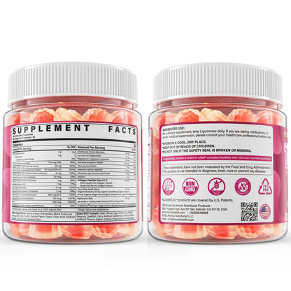 Methylated Multivitamin Gummies for Teen Girls 12-17, Methylfolate, Iron, Collagen, D3 K2, Magnesium, Zinc, Daily Vitamins A C E, B Complex for Teenager Growth, Skin, Bone, Energy - Sugar Free, 60 Cts
