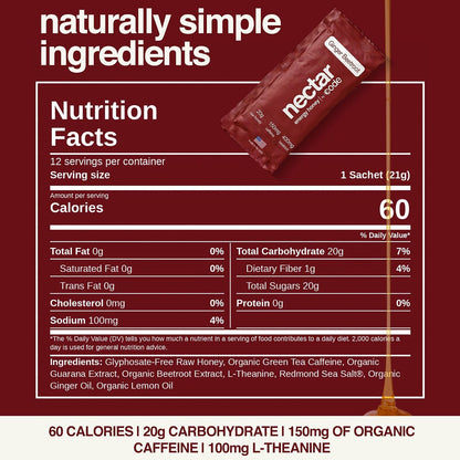 CODE Energy Honey - Energy Gel, 150mg Caffeine, 12 Pack (Beetroot Ginger)