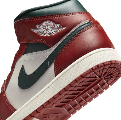 NIKE Air Jordan 1 Mid Men's Trainers Sneakers, Sail Redstone Midnight Green, 11