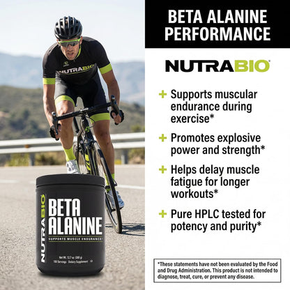 NutraBio Beta Alanine Pre-Workout Supplement - Beta Alanine Powder- 360g Powder