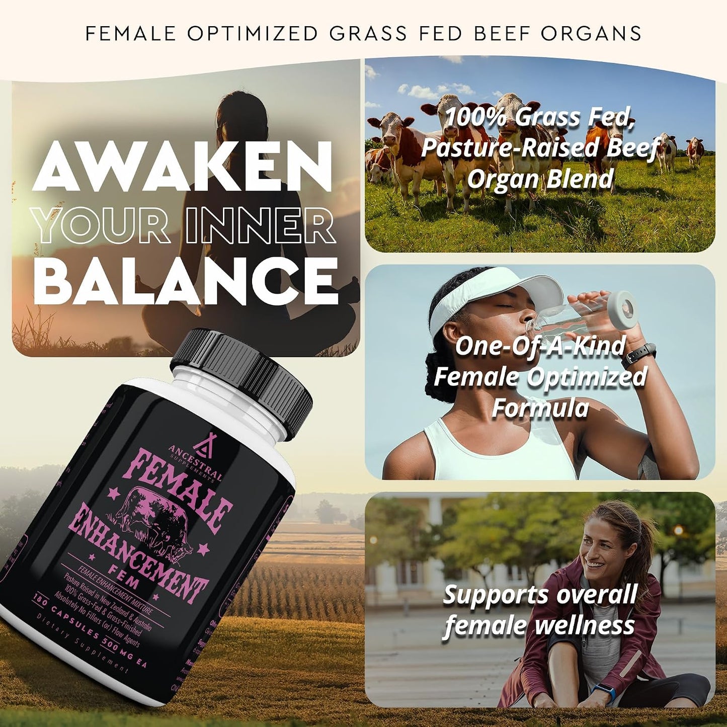 Ancestral Supplements Beef Organ & Liver Bundle for Women – Supports Hormone Balance, Energy, Skin & Wellness – Grass Fed, Pasture Raised Multivitamin