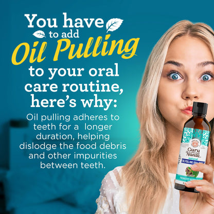 GuruNanda Coconut Oil Pulling Mouthwash with Vitamins, Farmed Mint, 16 oz