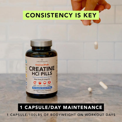 AMANDEAN Magnesium Complex & Premium Creatine HCl Bundle. Branded & Studied. USA-Made CON-CRET. High-Absorption Magnesium Threonate, Glycinate & Malate. Lean Muscle. Energy. Cognition, Memory & Sleep