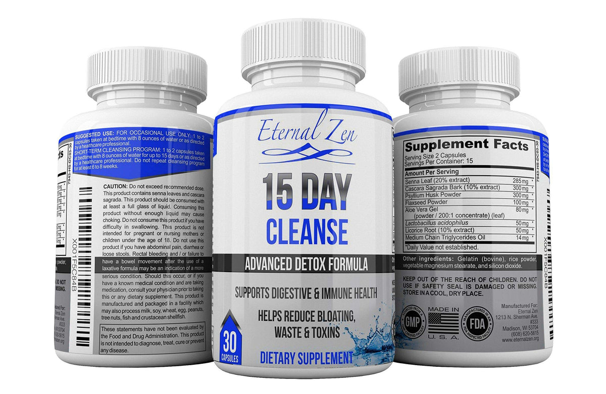 Eternal Zen 15 Day Colon Cleanser Detox with Extra Strength Herbs, Senna is a Fast Acting