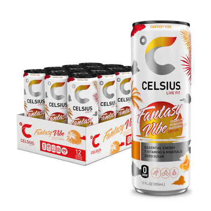 CELSIUS RETRO VIBE Sparkling Sherbet Slush, Sugar Free Energy Drink, 12 Fl Oz (Pack of 12)