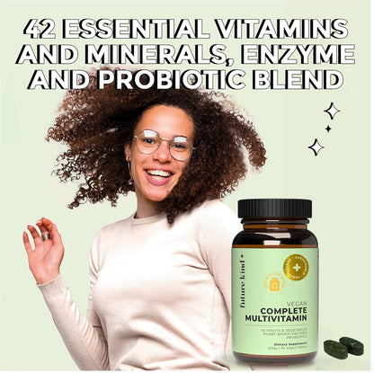 Future Kind Multivitamin Bundle - Vegan Complete Multivitamin and Vegan Essential Multivitamin - Vegan Vitamin B12, Omega 3, and Vitamin D3 - Complete Multivitamin, 42 Vitamins in 1 for Men and Women