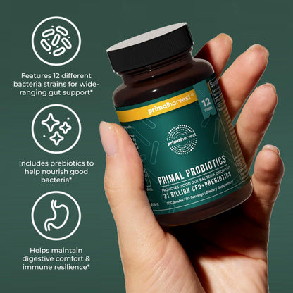Primal Harvest Probiotic - Daily Supplement, Gluten, Dairy & Soy Free, Vegan