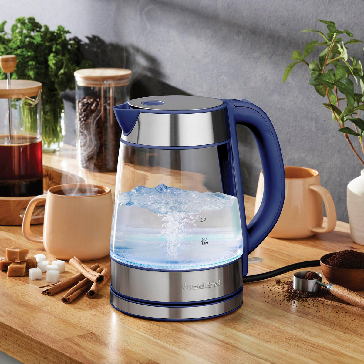 Speed-Boil Water Electric Kettle, 1.7L 1500W, Coffee & Tea Kettle Borosilicate Glass