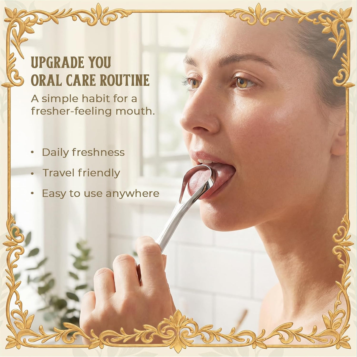 MasterMedi Tongue Scraper for Adults, 100% Stainless Steel Tongue Scrubber for Bad Breath, Easy to Use, Tongue Cleaner for Oral Care & Hygiene (SPTC-1|with Case)