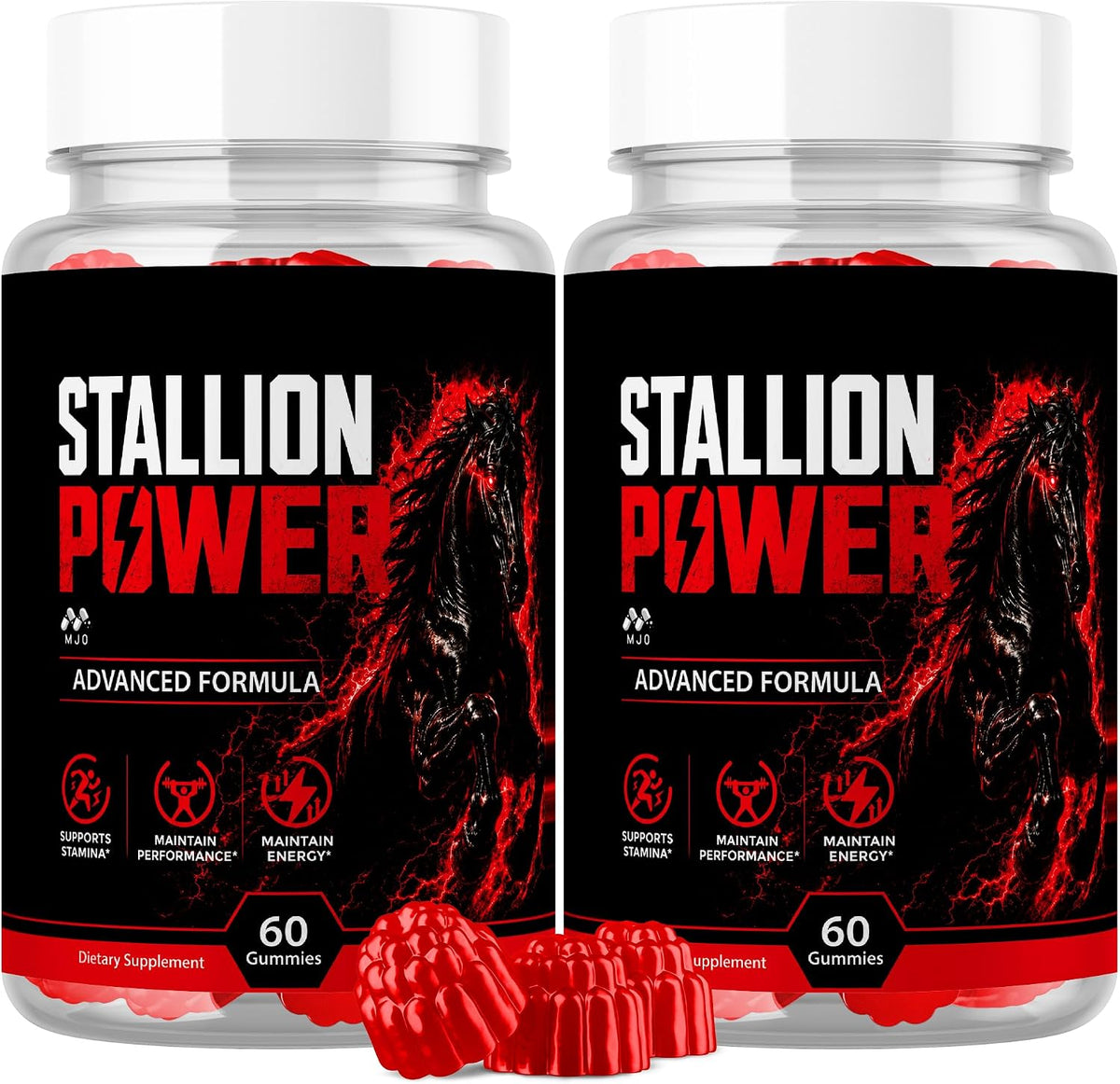 Stallion Power Gummies for Men, Male Support Supplement 2-Pack, 120 Gummies