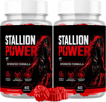 Stallion Power Gummies for Men, Male Support Supplement 2-Pack, 120 Gummies