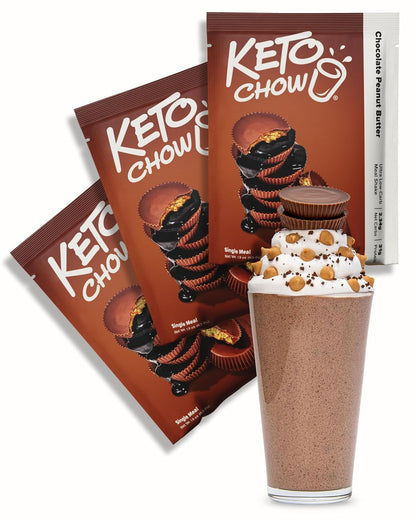 Keto Chow Chocolate Peanut Butter Meal Replacement Shake Powder, 3 Meals