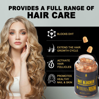 DHT Blocker Gummies Hair Growth Supplement, Super Potency Saw Palmetto & Biotin 10000 mcg for Women & Men, Plus 12 Proprietary Blend - Prevent Hair Loss, Blocking DHT Receptors, Balance