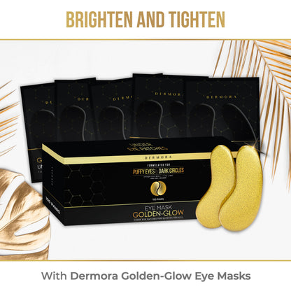 DERMORA Golden Glow Under Eye Patches (100 Pairs Eye Gels) - Rejuvenating Treatment