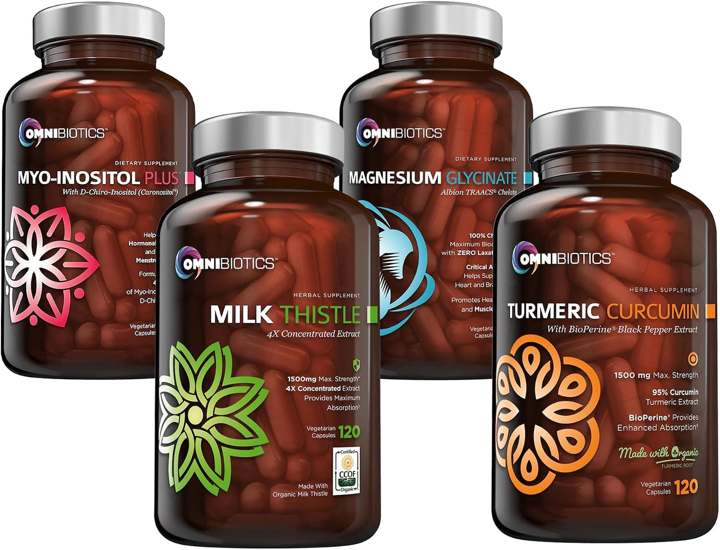 Turmeric Curcumin + Milk Thisle Capsules + Magnesium Glycinate + Myo-Inositol